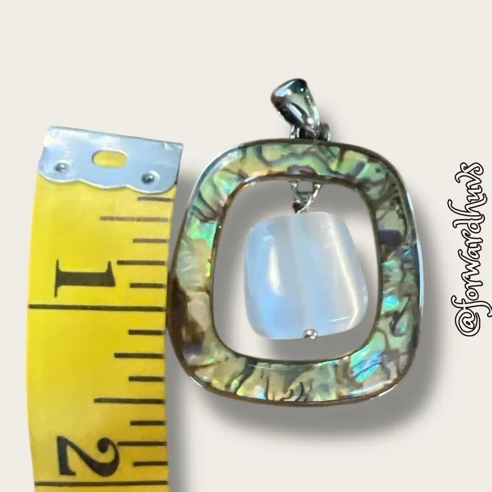 Bundle Sale 3 for $15 | Silver-Tone Abalone Pendant | Faux Moonstone
